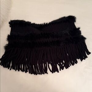 Chic Black Fringe Rabbit Fur Women's Neck Scarf
